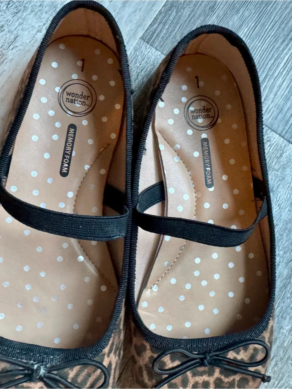 wonder nation Leopard Print Mary Jane Flats Brown Black